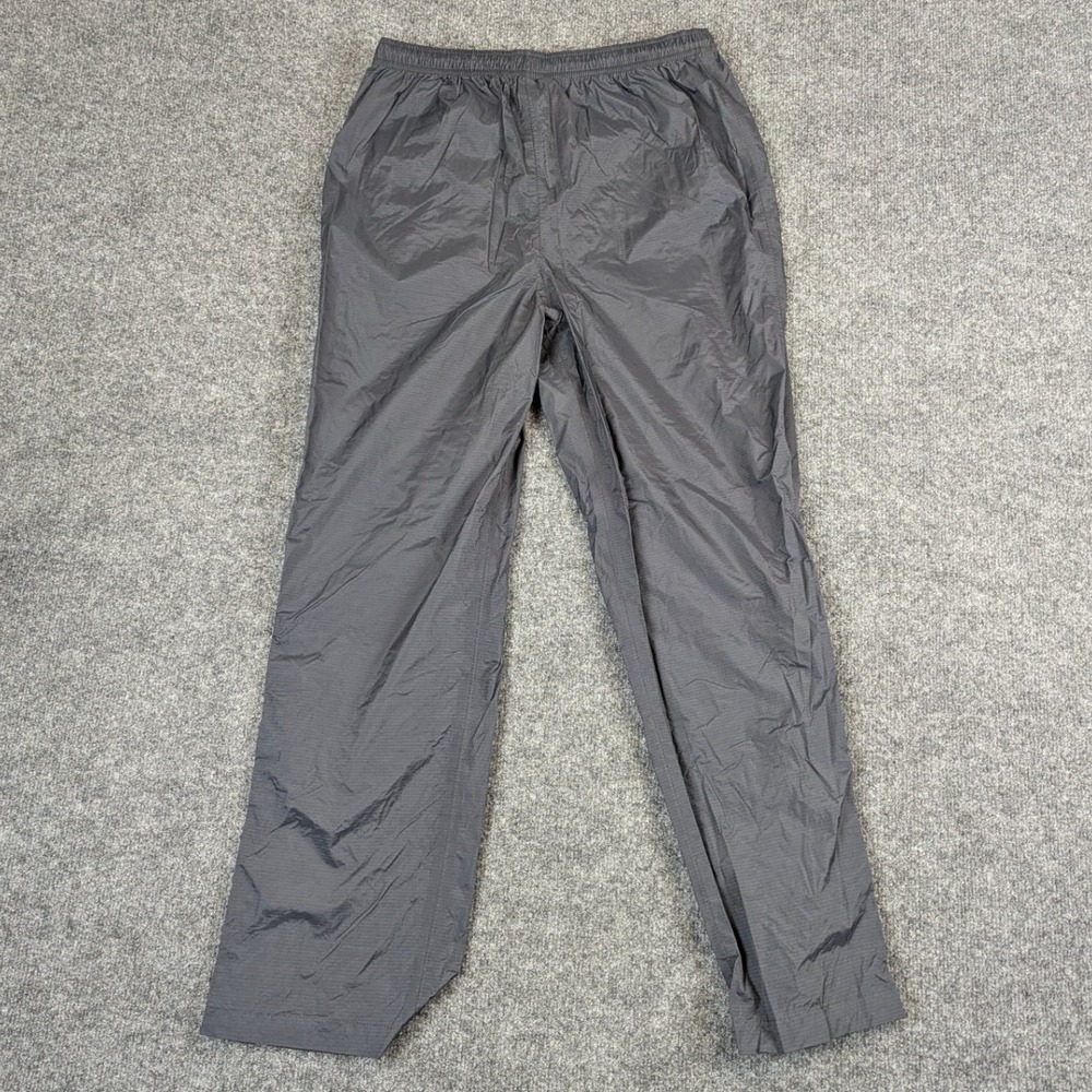 LL Bean Womens M Black Nylon Ripstop Rain Pants Drawstring Waist Outdoor Hiking